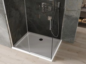 Mexen Omega cabine de duche deslizante 100 x 90 cm, grafite, cromado + base Flat, branco - 825-100-090-01-40-4010