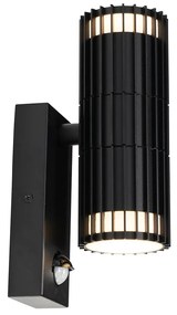 Candeeiro de parede exterior preto com sensor de movimento 2-luzes - Boris Design