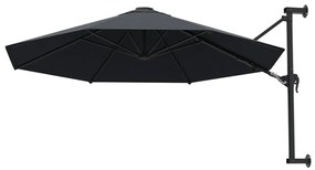 Guarda-sol de parede com mastro de metal 300 cm antracite