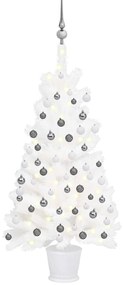 Árvore de Natal artificial com luzes LED e bolas 90 cm branco