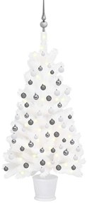 vidaXL Árvore Natal artificial pré-iluminada c/ bolas 90 cm branco