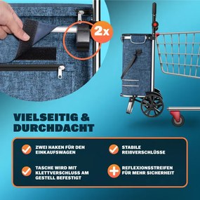 Carrinho de compras alumínio 56L 31x24x54cm azul