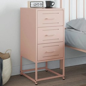 vidaXL Mesa de cabeceira 36x39x78 cm aço rosa