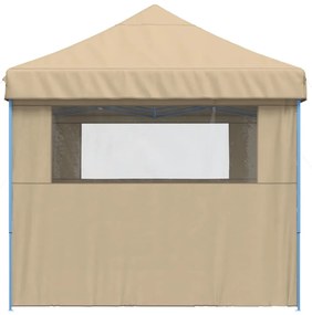 Tenda para festas pop-up dobrável com 3 paredes laterais bege