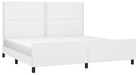 Estrutura cama c/ cabeceira couro artificial 200x200 cm branco