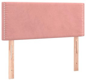 Cabeceira de cama c/ luzes LED veludo 90x5x78/88 cm rosa