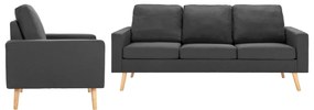 vidaXL 2 pcs conjunto de sofás tecido cinzento-escuro