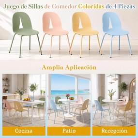 Conjunto de 4 Cadeiras de Sala de Jantar, 52 x 51,5 x 83 cm (MESA NÃO INCLUIDA), Encosto Triangular Perfurado, Multicolor