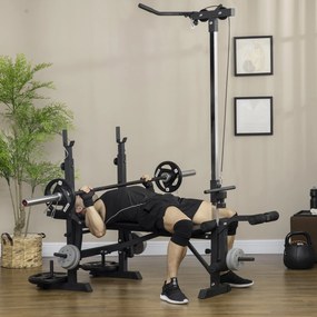 Banco de Pesos Multi Funcional Banco de Musculação Ajustável em 6 Posições 180x134x200cm (PESOS E BARRA NÁO INCLUIDA) Prata e Preto