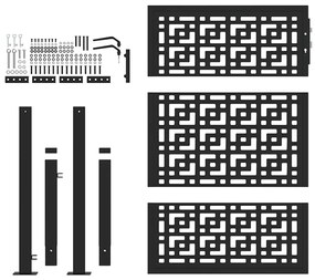 Portão de jardim 105x130 cm preto design cruzado de aço