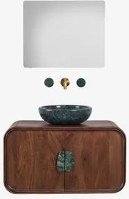 Conjunto De Móvel De Casa De Banho Suspenso 95x45 Cm Em Madeira De Manga E Pedra Natural Kivalina Mármore Verde Udaipur - Madeira De - Sklum