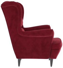 Poltrona em veludo vermelho tinto
