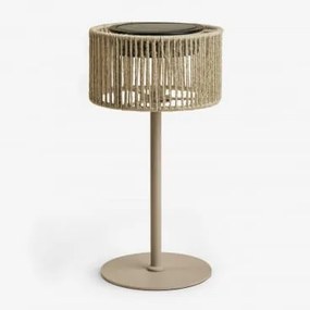 Lâmpada De Mesa Solar Led Sem Fios Para Exterior Em Ferro E Corda Trançada Krabi Moka Brown - Sklum