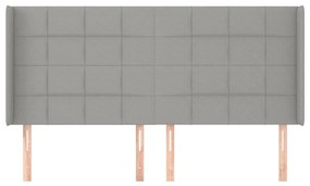 Cabeceira cama c/ abas tecido 183x16x118/128 cm cinzento-claro
