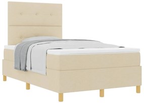 Cama Box Spring com Colchão Creme 120x200 cm Tecido