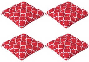 Outsunny Almofadas Cadeiras Sala 48x48x7cm Impermeáveis Anti-UV 4 Peças Fitas Fixação Conforto Vermelho | Aosom Portugal