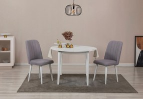Conjunto Mesa de Jantar Extensível e Cadeiras Vina – Branco e Cinzento