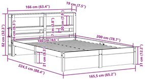 Estrutura de cama com cabeceira 160x200 cm pinho maciço