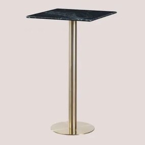 Mesa Alta De Bar Quadrada 60x60 Cm Em Mármore Cosmopolitan Mármore Verde Big Flower & Ouro Champagne - Sklum