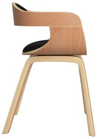 Cadeira de jantar madeira curvada e couro artificial preto
