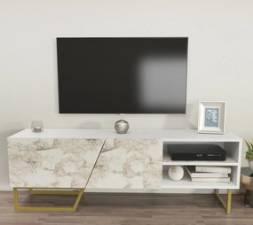 Móvel TV MARCUS, bilaminado mármore branco, 150 cms