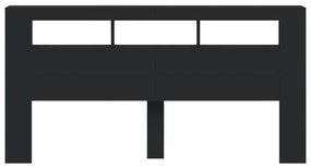 Cabeceira c/ LEDs 200x18,5x103,5 cm derivados de madeira preto