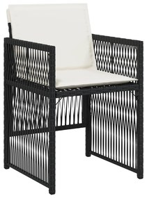 Conjunto de Jantar de 9 Peças vidaXL com Almofadas Rattan Preto