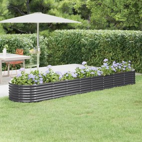 Canteiro elevado jardim 368x80x36 aço revestido a pó antracite