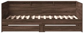 Sofá-cama com gavetas sem colchão 90x190 cm carvalho castanho