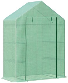 Outsunny Estufa de Jardim 141x72x191cm Estufa com 4 Prateleiras Porta Enrolável Cobertura de PE 140g/m² e Estrutura de Aço Verde | Aosom Portugal