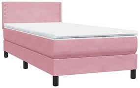Cama com molas/colchão 100x210 cm veludo rosa