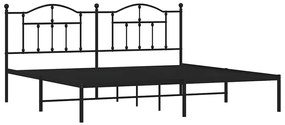 Estrutura de cama com cabeceira 193x203 cm metal preto