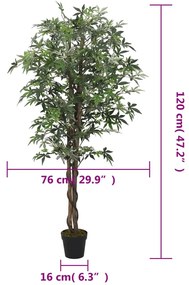 Ácer artificial 336 folhas 120 cm verde