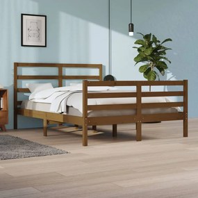 vidaXL Estrutura de cama 140x200 cm pinho maciço castanho-mel