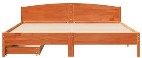 Cama sem colchão 200x200 cm pinho maciço castanho-mel