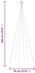 Árvore de Natal mastro de bandeira 108 LEDs 180cm branco quente