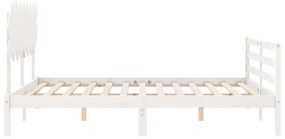 Estrutura de cama com cabeceira 160x200 cm madeira maciça