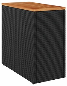 Mesa apoio jardim c/ tampo madeira 58x27,5x55 cm vime PE preto