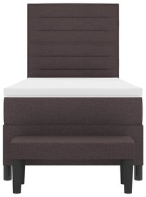Cama Box Spring com Colchão e Banco Castanho Escuro 80x200 cm Tecido
