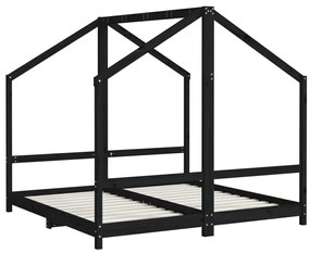 Estrutura de cama infantil 2x(80x160) cm pinho maciço preto