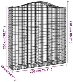 Cestos gabião arqueados 8pcs 200x50x200/220cm ferro galvanizado