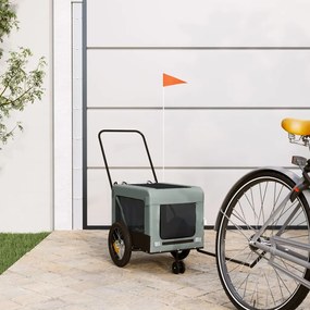 vidaXL Reboque de bicicleta p/ animais tecido oxford/ferro cinza/preto
