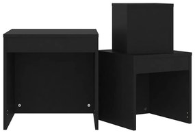 Mesas de encastrar 3 pcs derivados de madeira preto