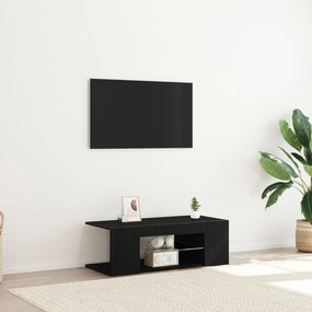 Armário de TV vidaXL com Luzes LED Carvalho Preto 90x39x30 cm Madeira