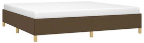 Estrutura de cama sem colchão 200x200 cm tecido castanho-escuro