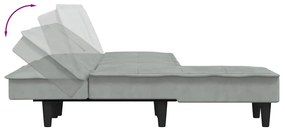 Sofá-cama em forma de L 255x140x70 cm veludo cinzento-claro