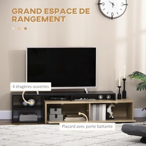 Móvel para televisão para ecrãs até 65 polegadas, com prateleira removível 163 x 40 x 38 cm preto e natural