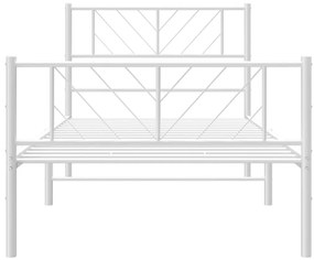 Estrutura de cama com cabeceira e pés 90x190 cm metal branco