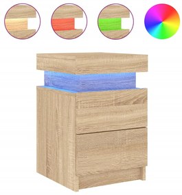 Mesas cabeceira c/ luzes LED 2 pcs 35x39x55 cm carvalho sonoma