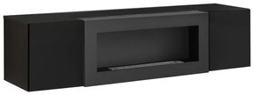 Armario colgante con chimenea  modelo Kaira lumbre (160x40cm) en negro
